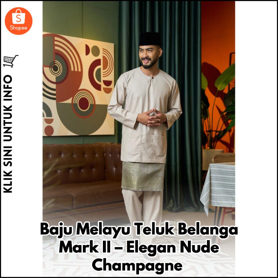 Baju Melayu Teluk Belanga Mark II – Elegan Nude Champagne