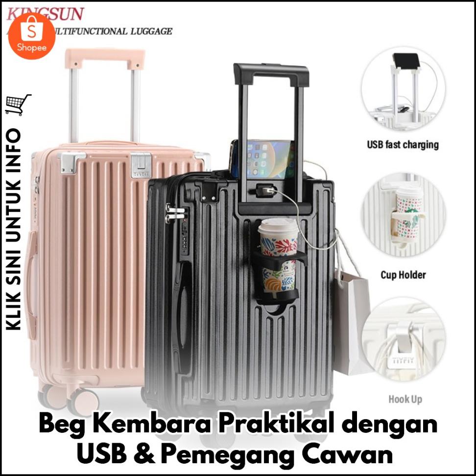 Beg Kembara Praktikal dengan USB & Pemegang Cawan
