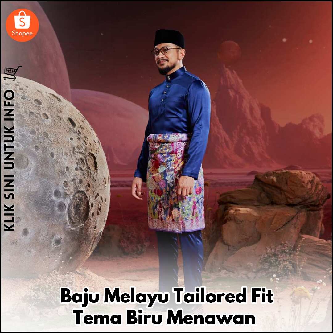 Baju Melayu Tailored Fit Tema Biru Menawan