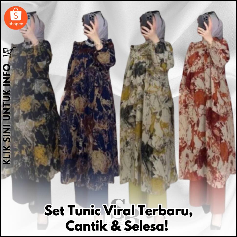 Set Tunic Viral Terbaru, Cantik & Selesa!