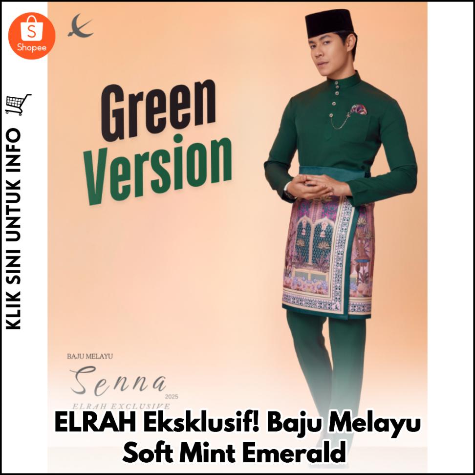 ELRAH Eksklusif! Baju Melayu Soft Mint Emerald