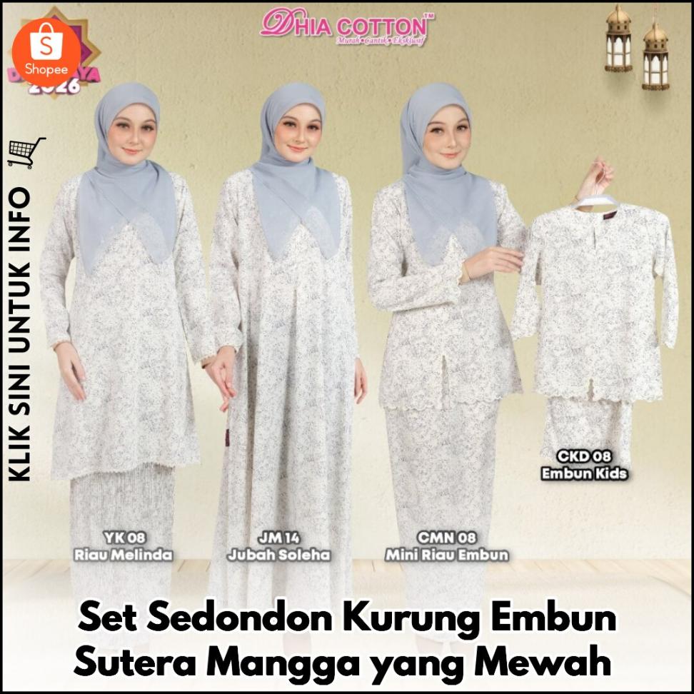 Set Sedondon Kurung Embun Sutera Mangga yang Mewah