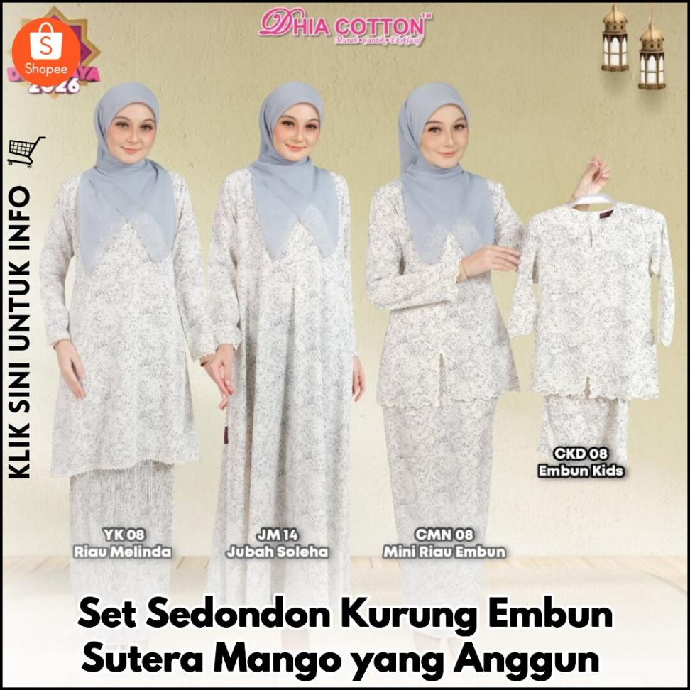 Set Sedondon Kurung Embun Sutera Mangga yang Mewah