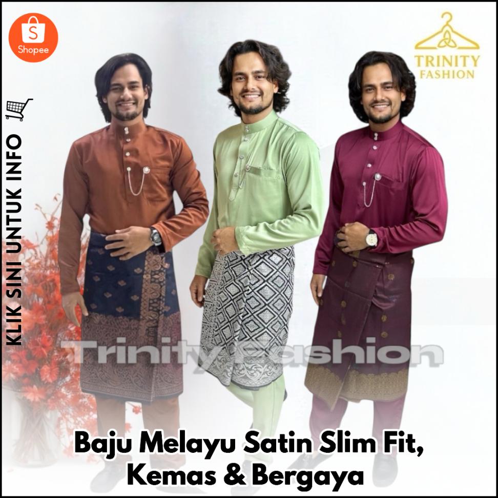 Baju Melayu Satin Slim Fit, Kemas & Bergaya