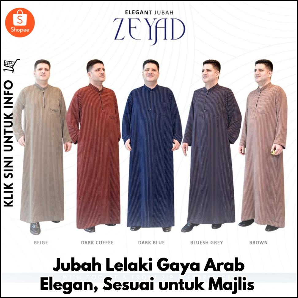 Jubah Lelaki Gaya Arab Elegan, Sesuai untuk Majlis