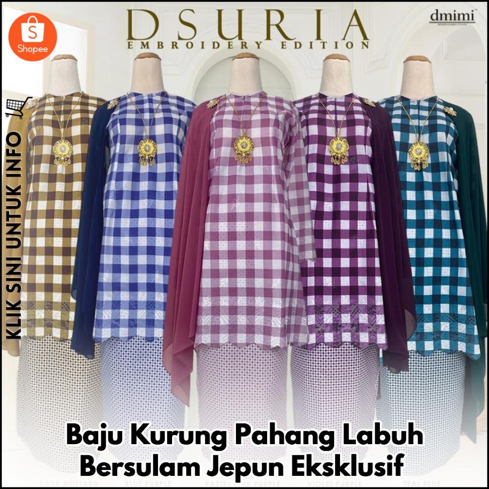 Baju Kurung Pahang Labuh Bersulam Jepun Eksklusif