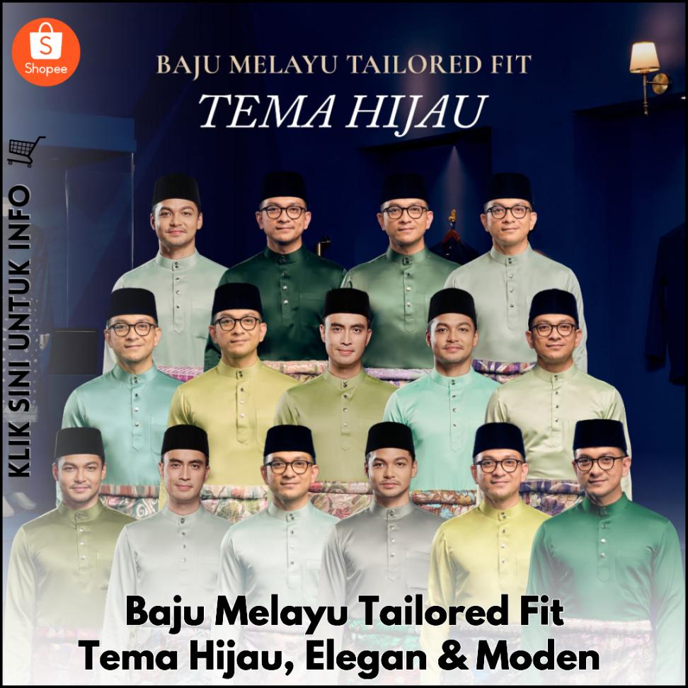 Baju Melayu Tailored Fit Tema Hijau, Elegan & Moden