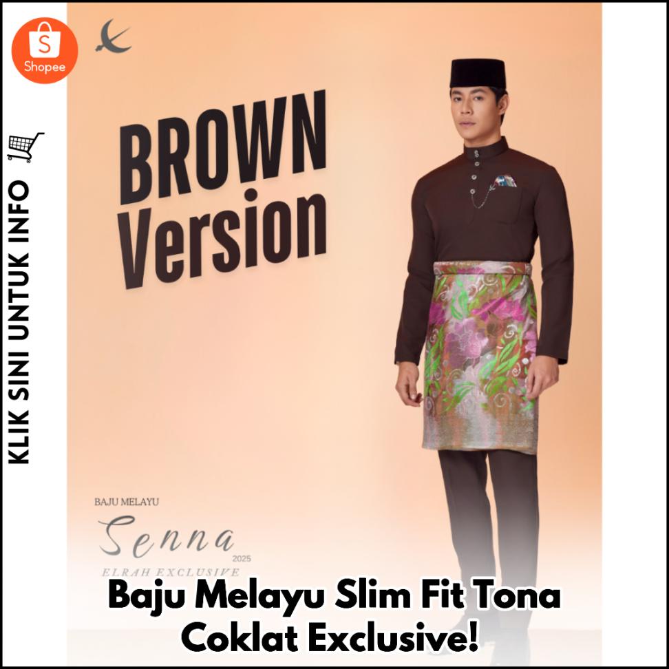 Baju Melayu Slim Fit Tona Coklat Exclusive!