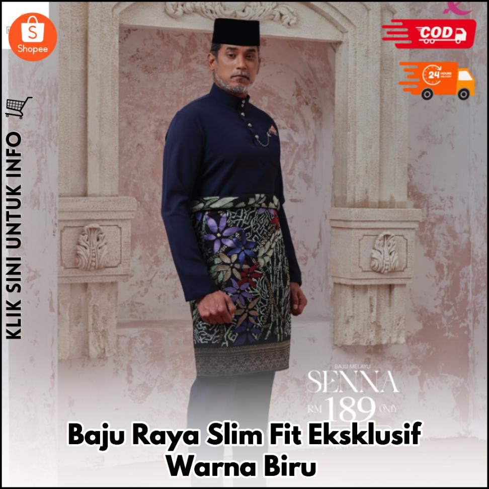 Baju Raya Slim Fit Eksklusif Warna Biru