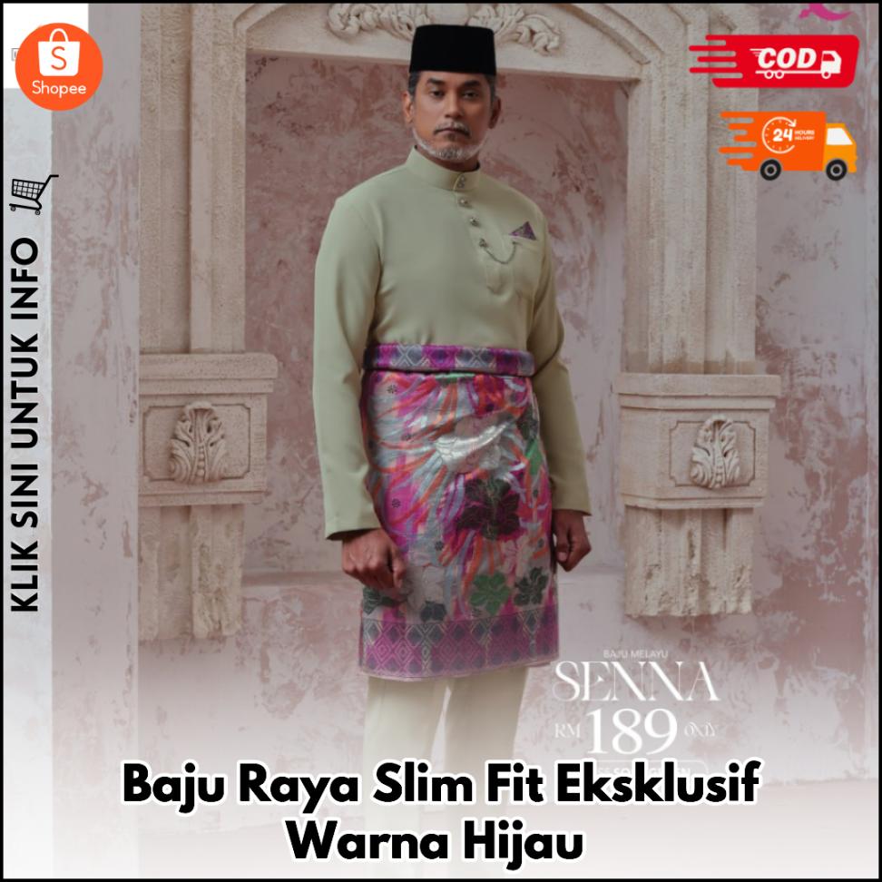 Baju Raya Slim Fit Eksklusif Warna Hijau