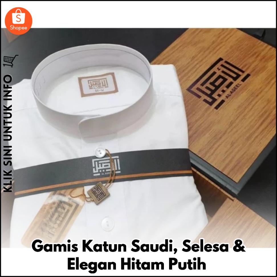 Gamis Katun Saudi, Selesa & Elegan Hitam Putih