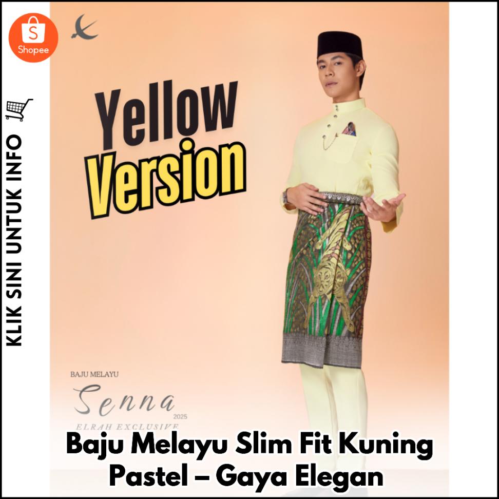 Baju Melayu Slim Fit Kuning Pastel – Gaya Elegan