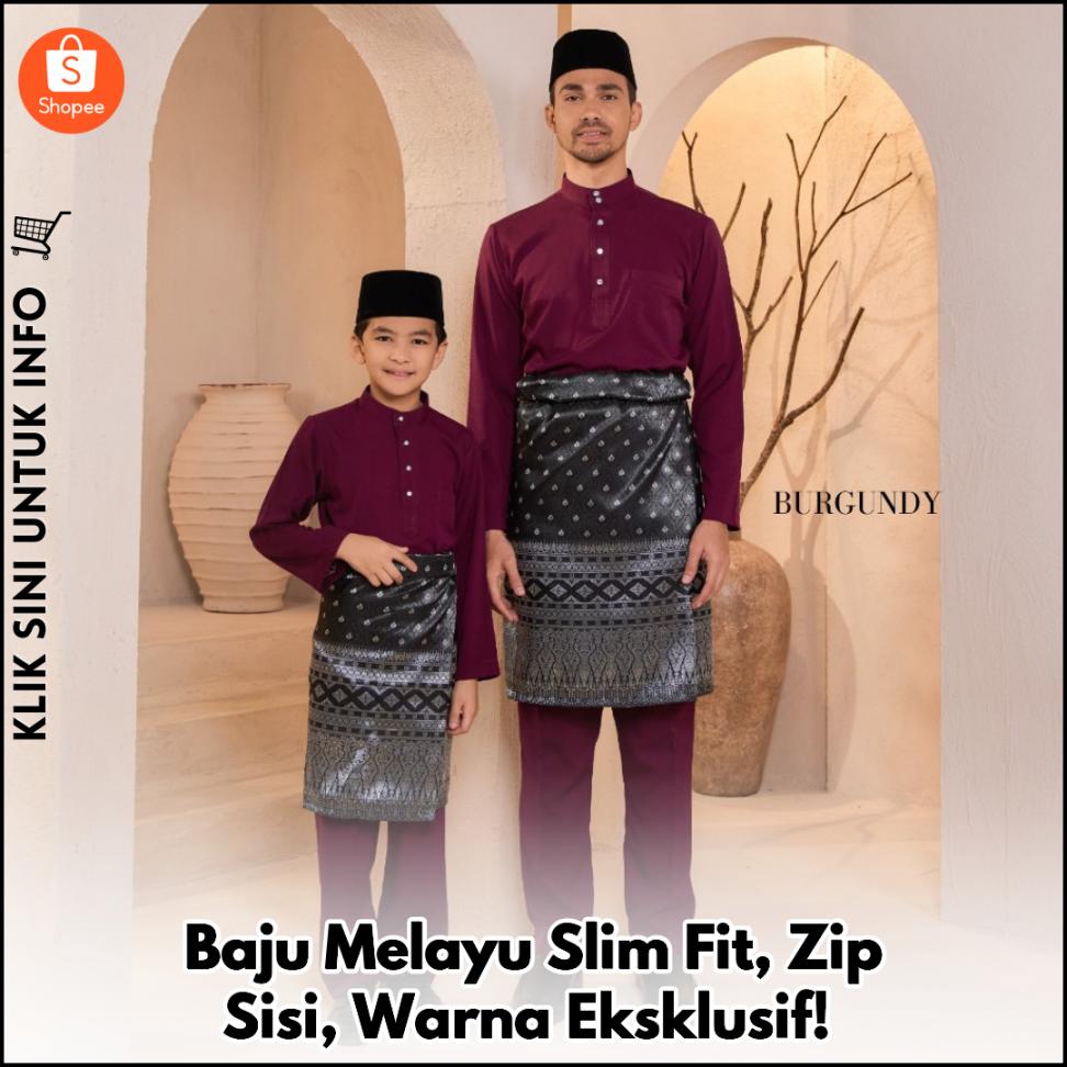 Baju Melayu Slim Fit, Zip Sisi, Warna Eksklusif!