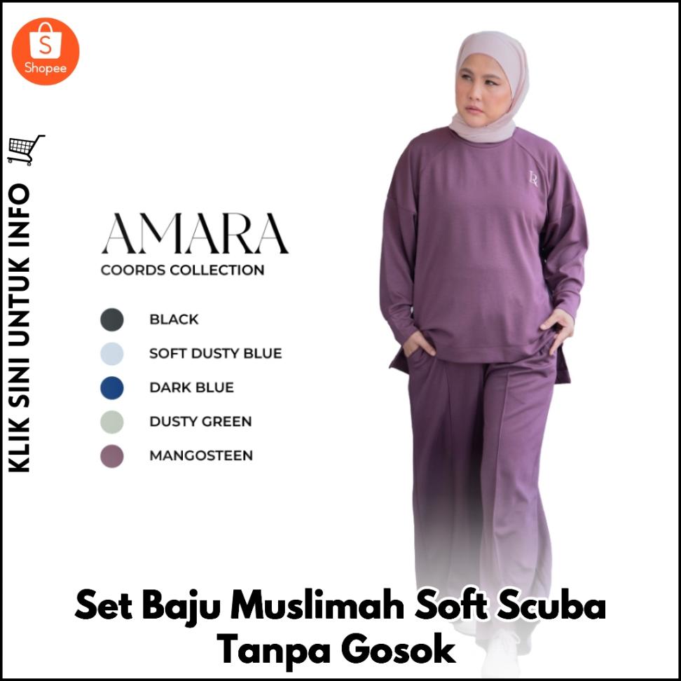Set Baju Muslimah Soft Scuba Tanpa Gosok