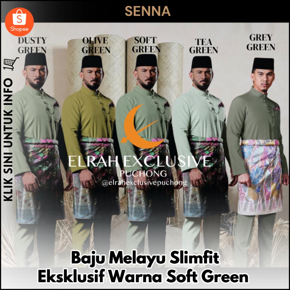 Baju Melayu Slimfit Eksklusif Warna Soft Green