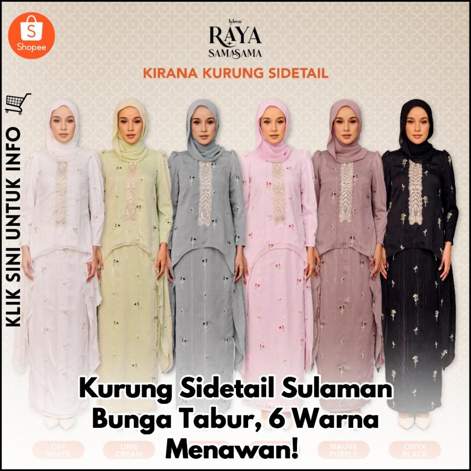 Kurung Sidetail Elegan dengan Sulaman Bunga Tabur