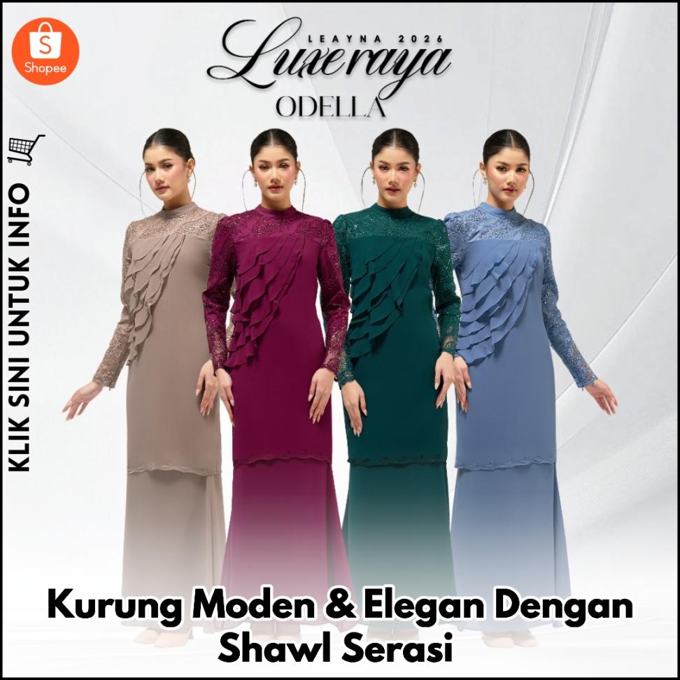 Kurung Moden & Elegan Dengan Shawl Serasi