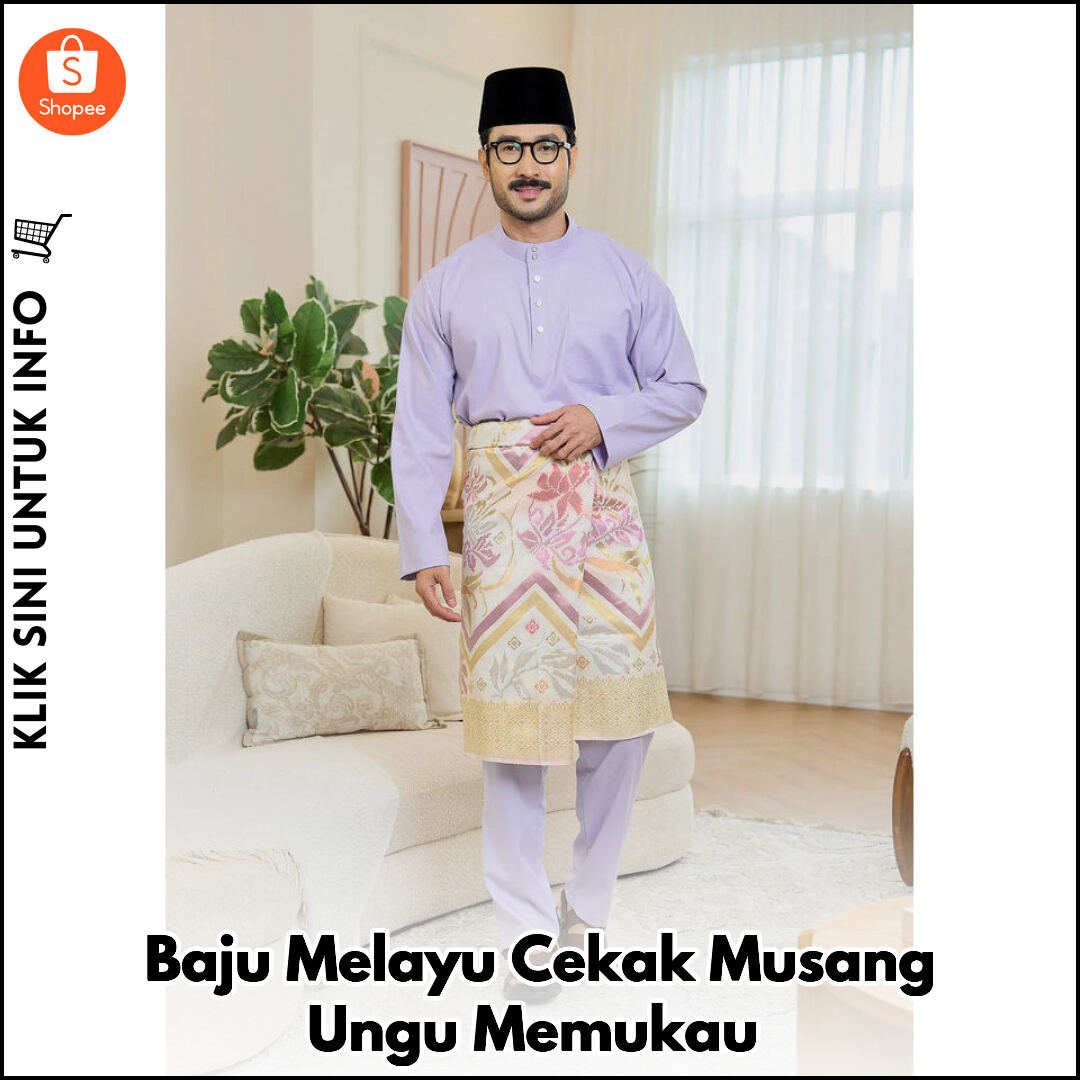 Baju Melayu Cekak Musang Ungu Memukau