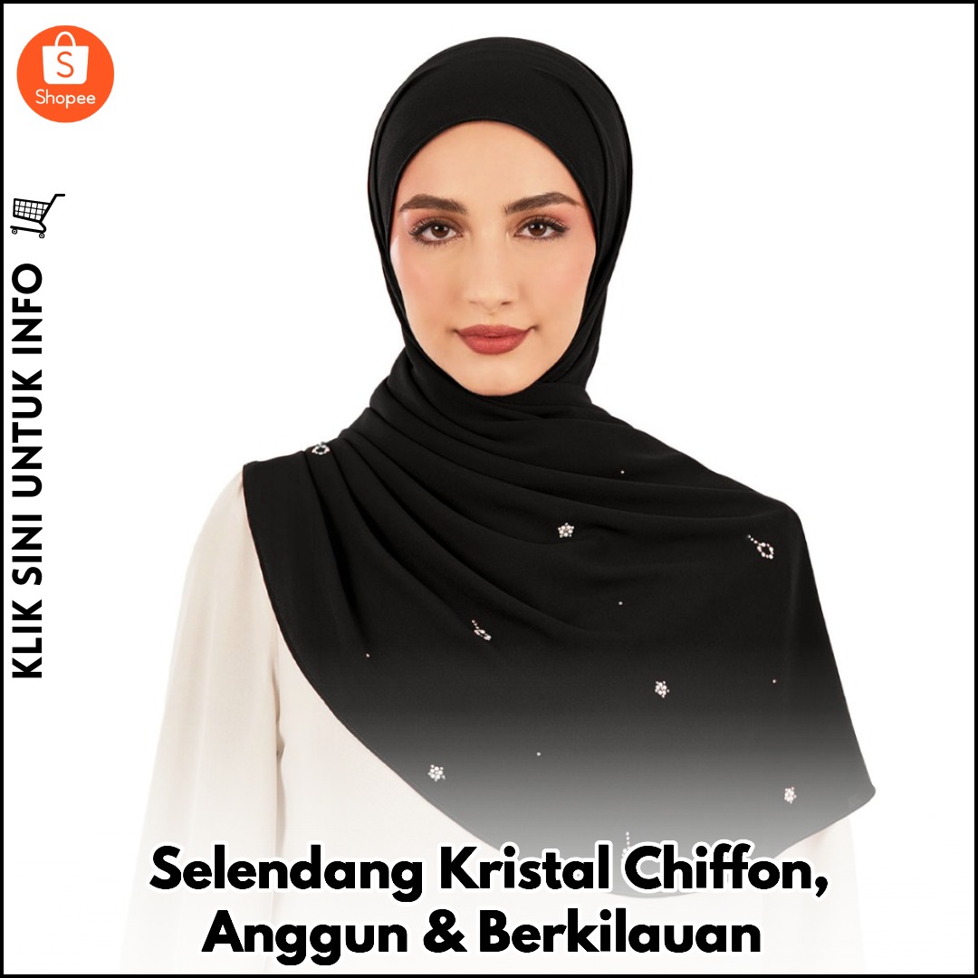 Selendang Kristal Chiffon, Anggun & Berkilauan