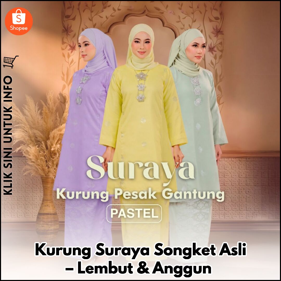Kurung Suraya Songket Asli – Lembut & Anggun