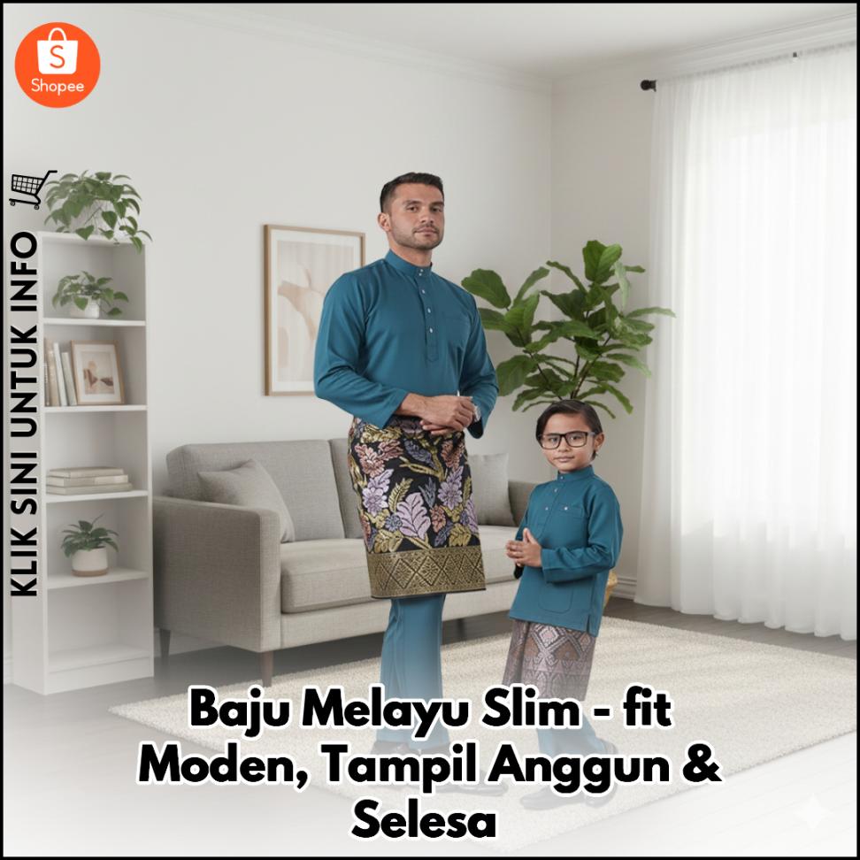 Baju Melayu Slim-fit Moden, Tampil Anggun & Selesa