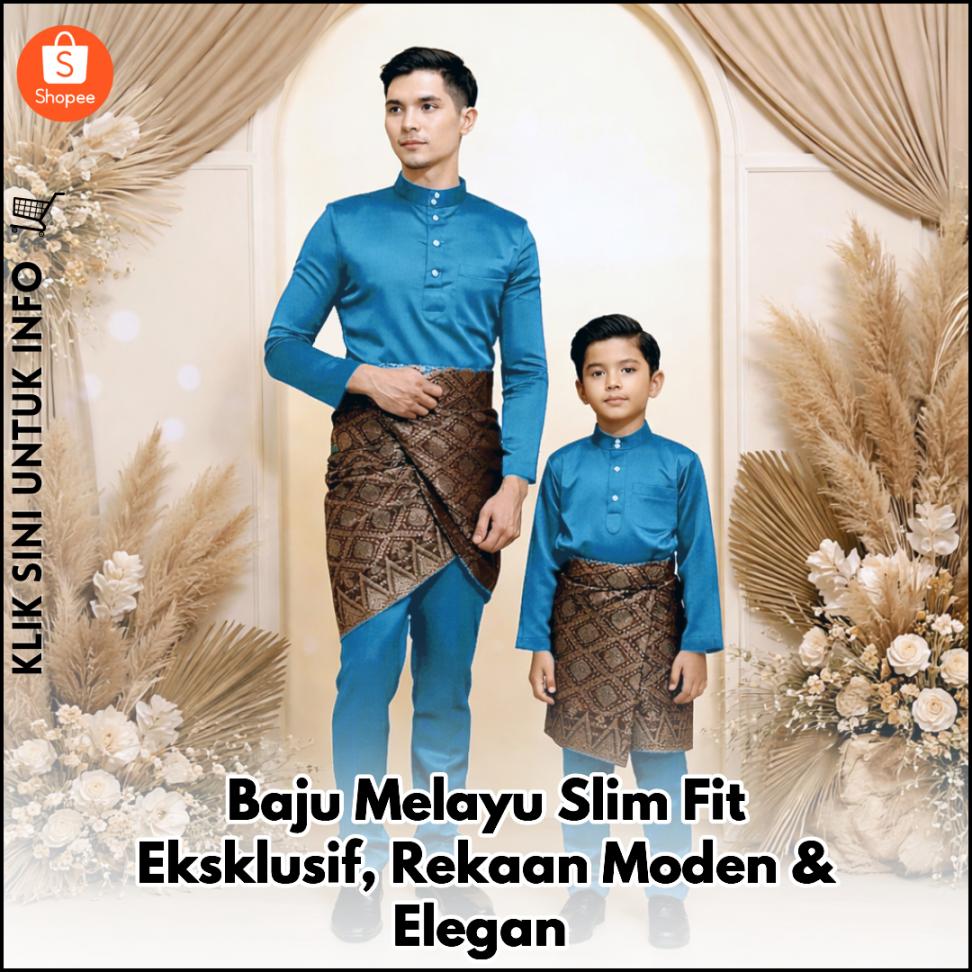 Baju Melayu Slim Fit Eksklusif, Rekaan Moden & Elegan