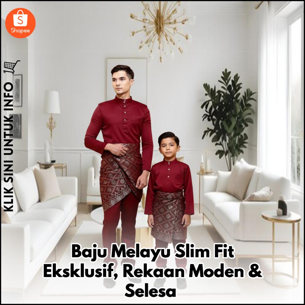 Baju Melayu Slim Fit Eksklusif, Rekaan Moden & Selesa