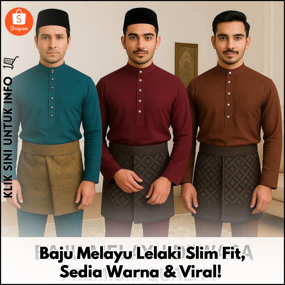 Baju Melayu Lelaki Slim Fit, Sedia Warna & Viral!