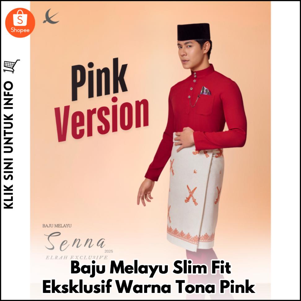 Baju Melayu Slim Fit Eksklusif Warna Tona Pink