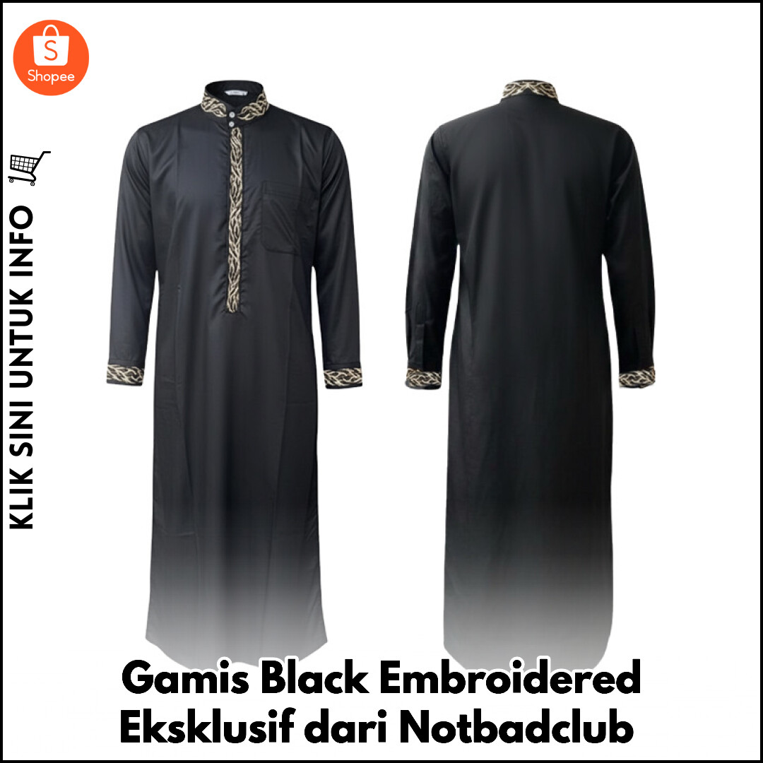 Gamis Black Embroidered Eksklusif dari Notbadclub