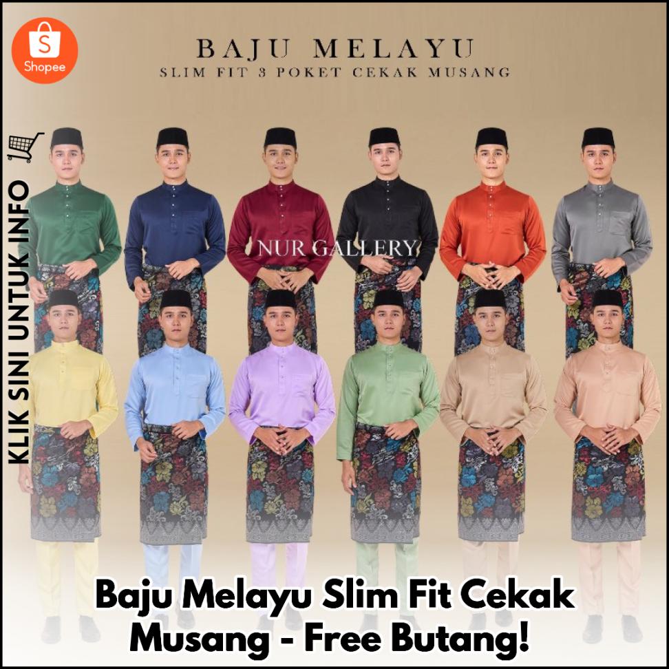 Baju Melayu Slim Fit, Percuma Butang!