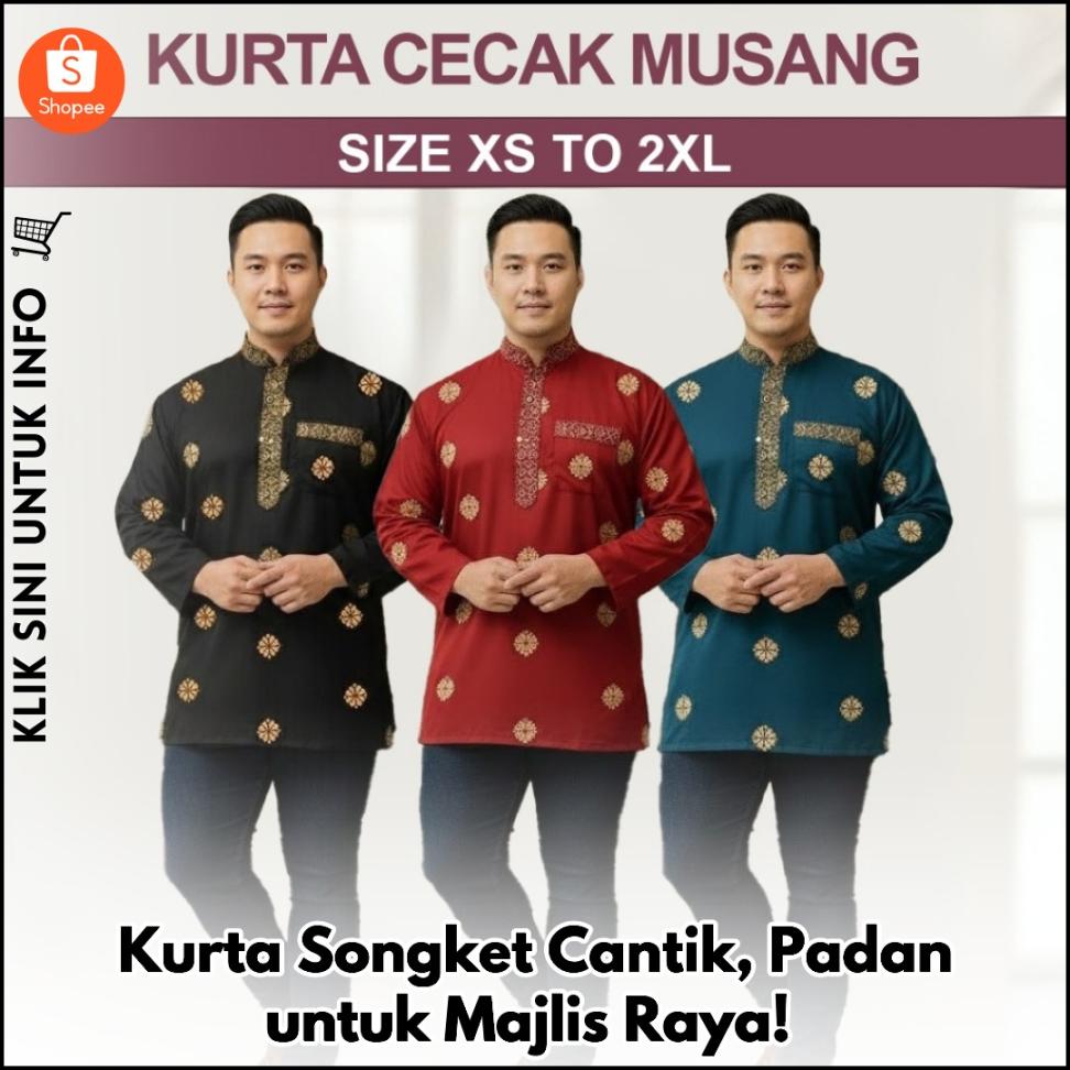 Kurta Songket Cantik, Padan untuk Majlis Raya!