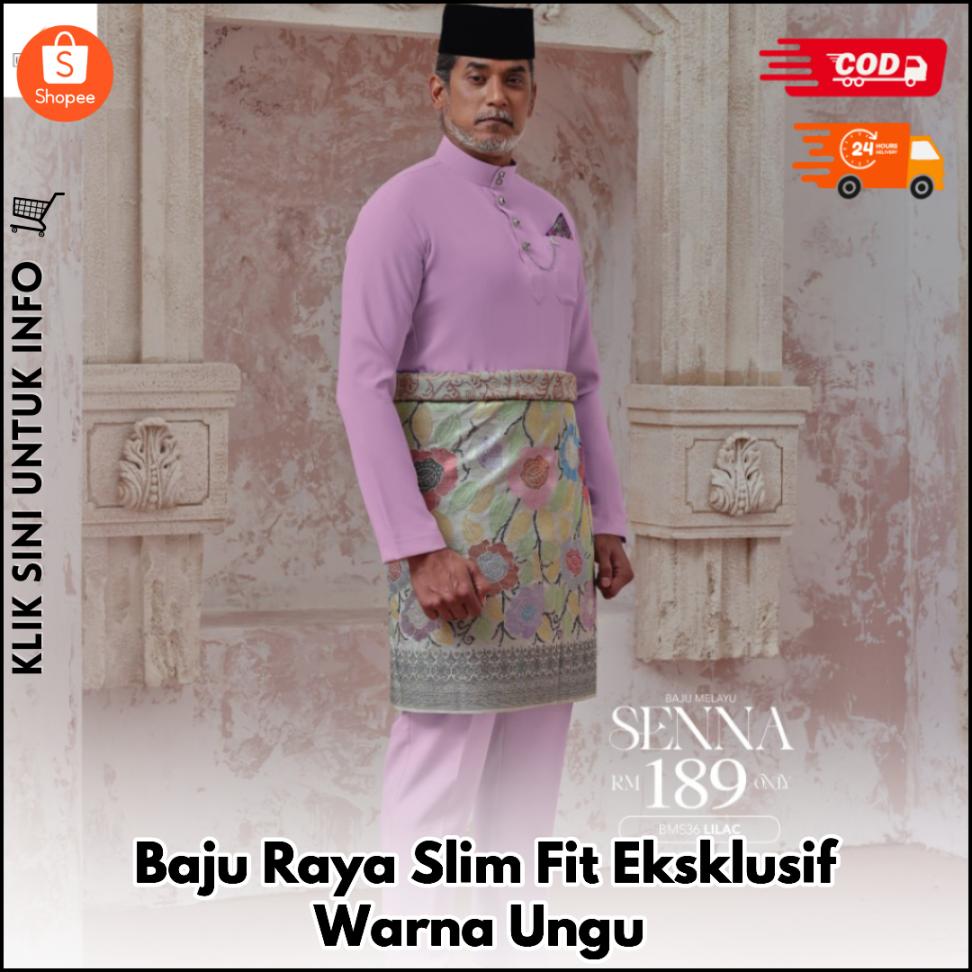 Baju Raya Slim Fit Eksklusif Warna Ungu