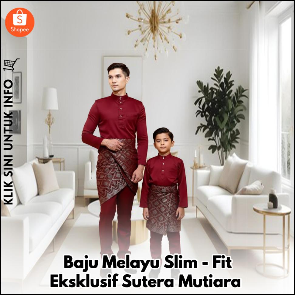 Baju Melayu Slim-Fit Eksklusif Sutera Mutiara