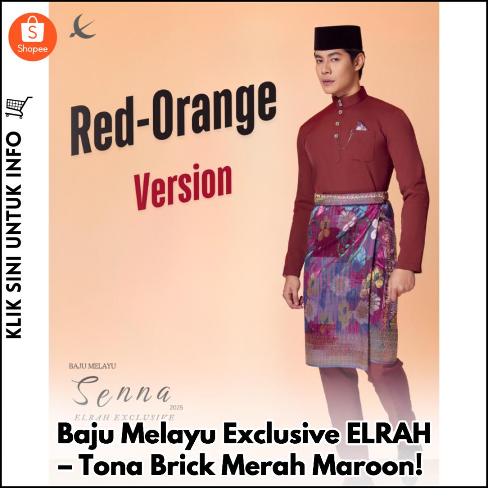 Baju Melayu Exclusive ELRAH – Tona Brick Merah Maroon!