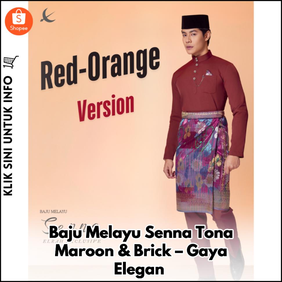 Baju Melayu Senna Tona Maroon & Brick – Gaya Elegan