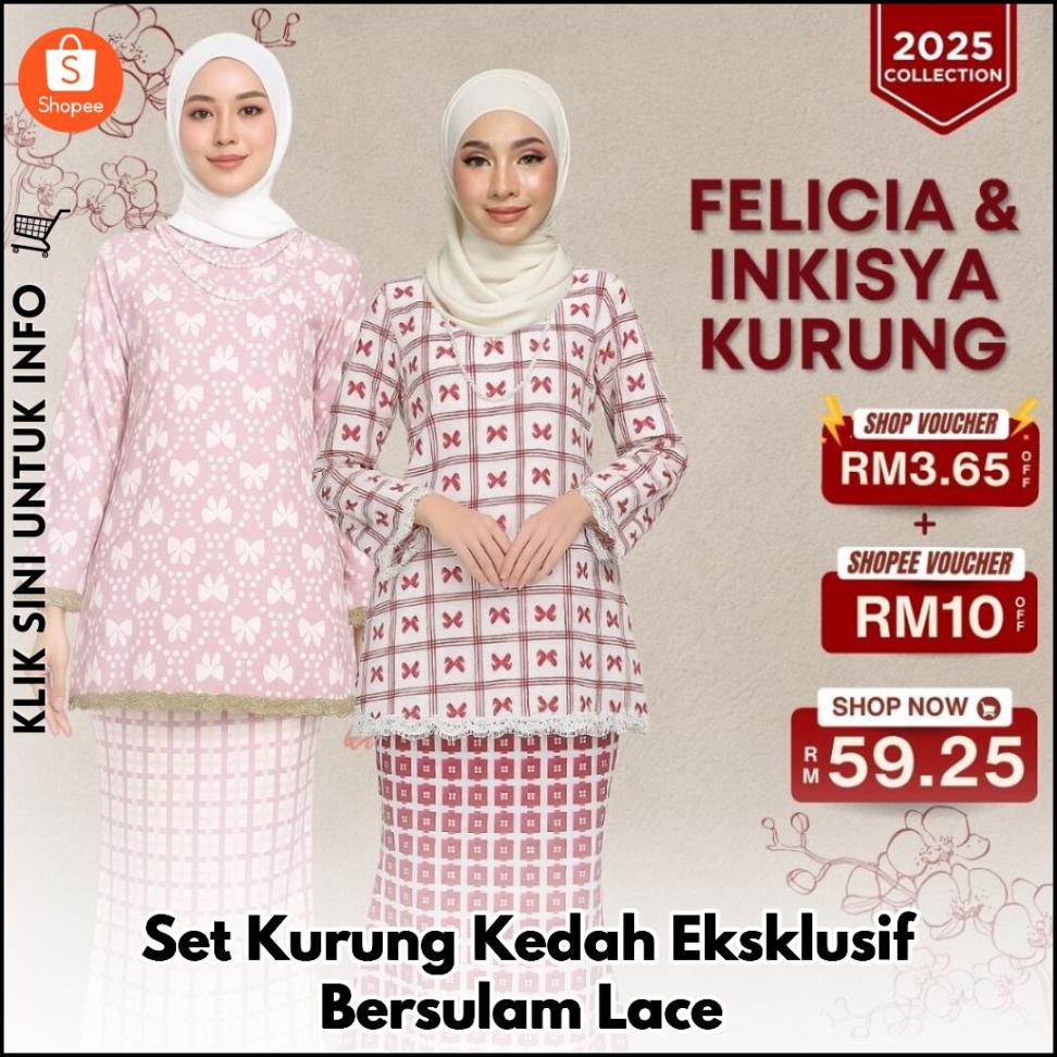 Set Kurung Kedah Eksklusif Bersulam Lace
