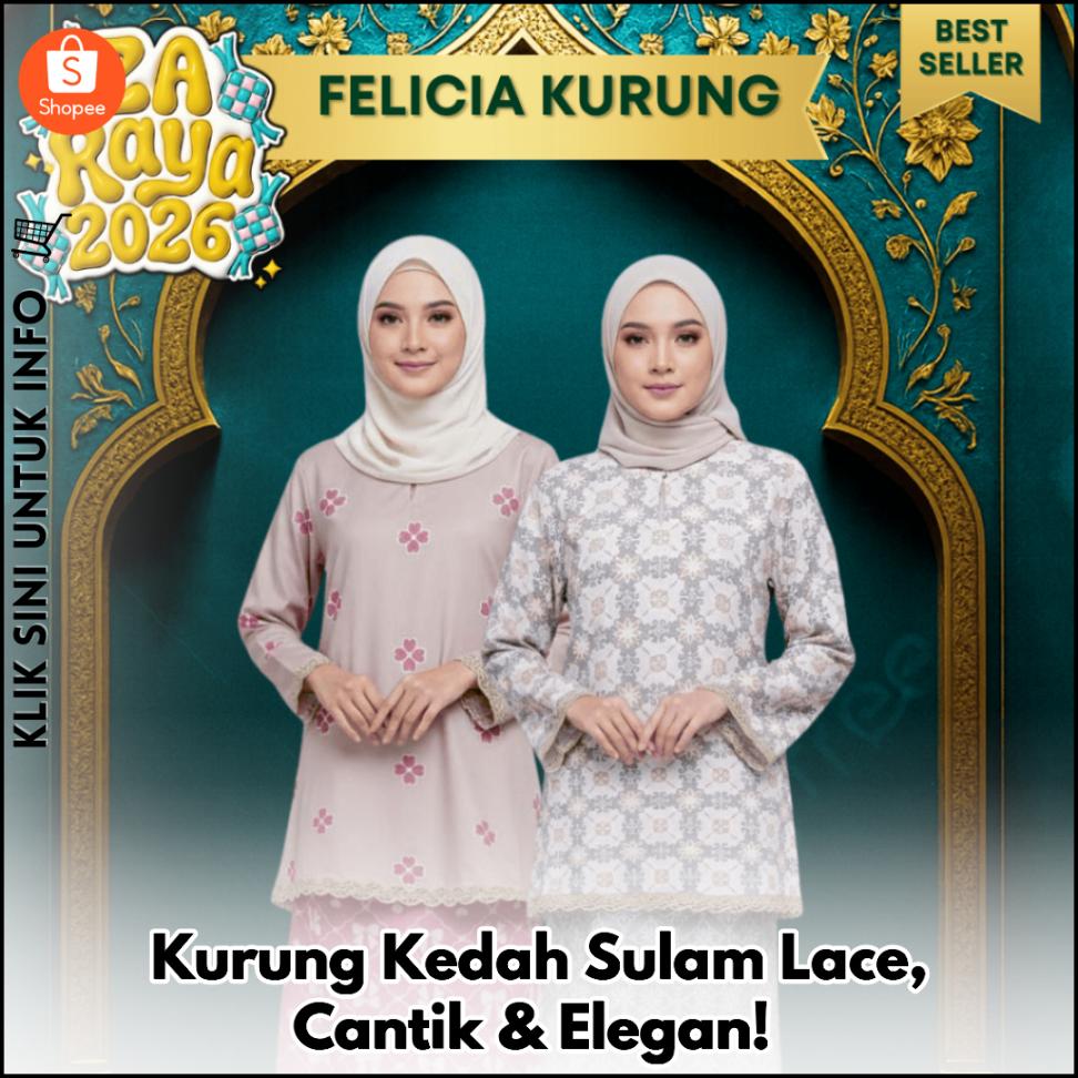 Kurung Kedah Sulam Lace, Cantik & Elegan!