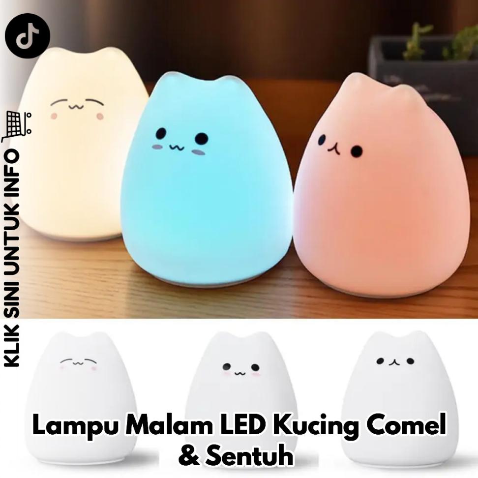 Lampu Malam LED Kucing Comel & Sentuh
