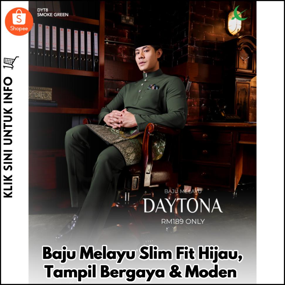 Baju Melayu Slim Fit Hijau, Tampil Bergaya & Moden