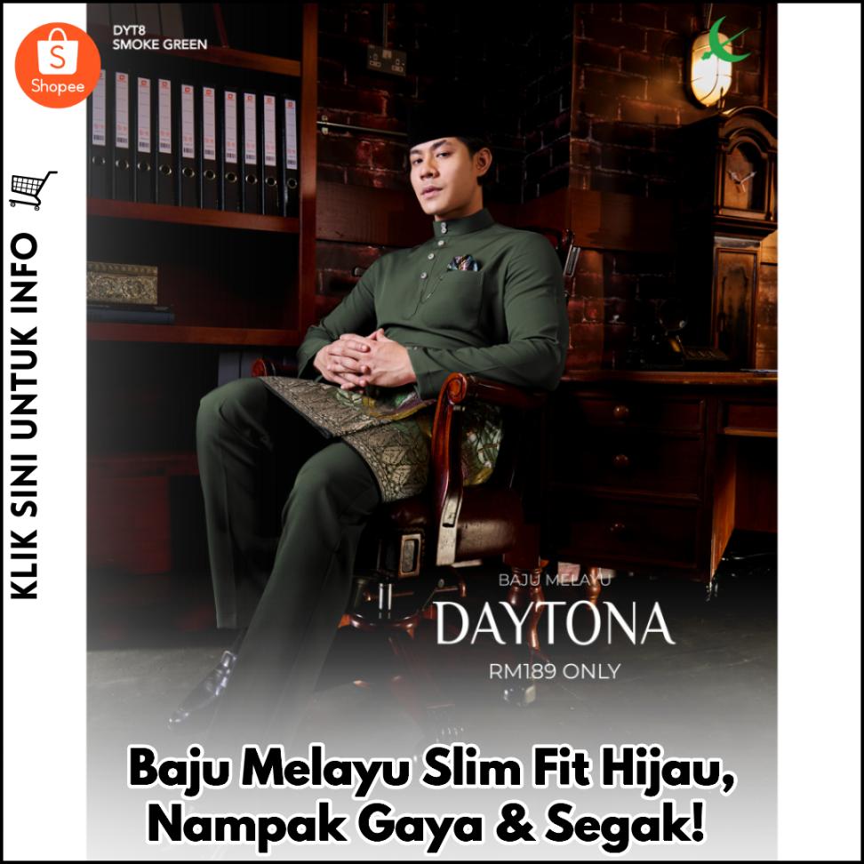 Baju Melayu Slim Fit Hijau, Nampak Gaya & Segak!