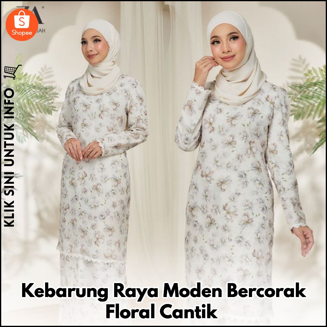 Kebarung Raya Moden Bercorak Floral Cantik