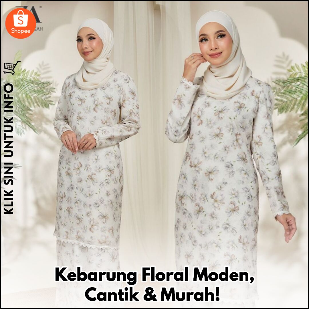 Kebarung Raya Moden Bercorak Floral Cantik