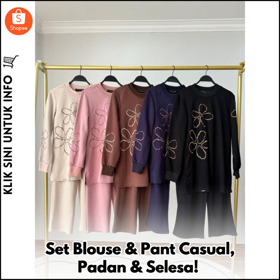 Set Blouse & Pant Casual, Padan & Selesa!