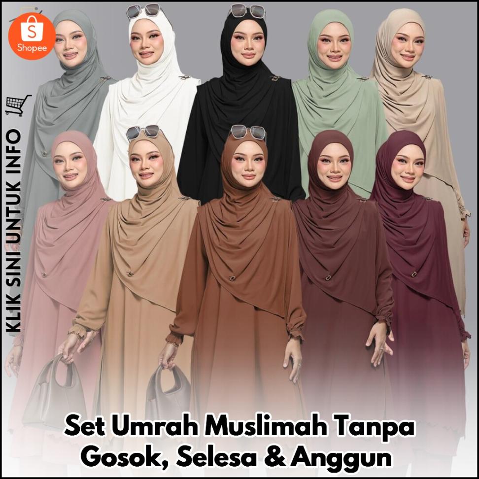 Set Umrah Muslimah Tanpa Gosok, Selesa & Anggun