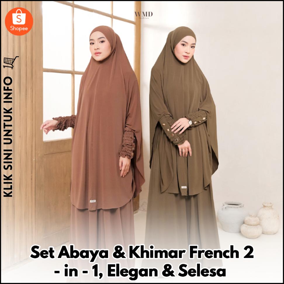 Set Abaya 2in1 Elegan, Lengkap Dengan Khimar French!