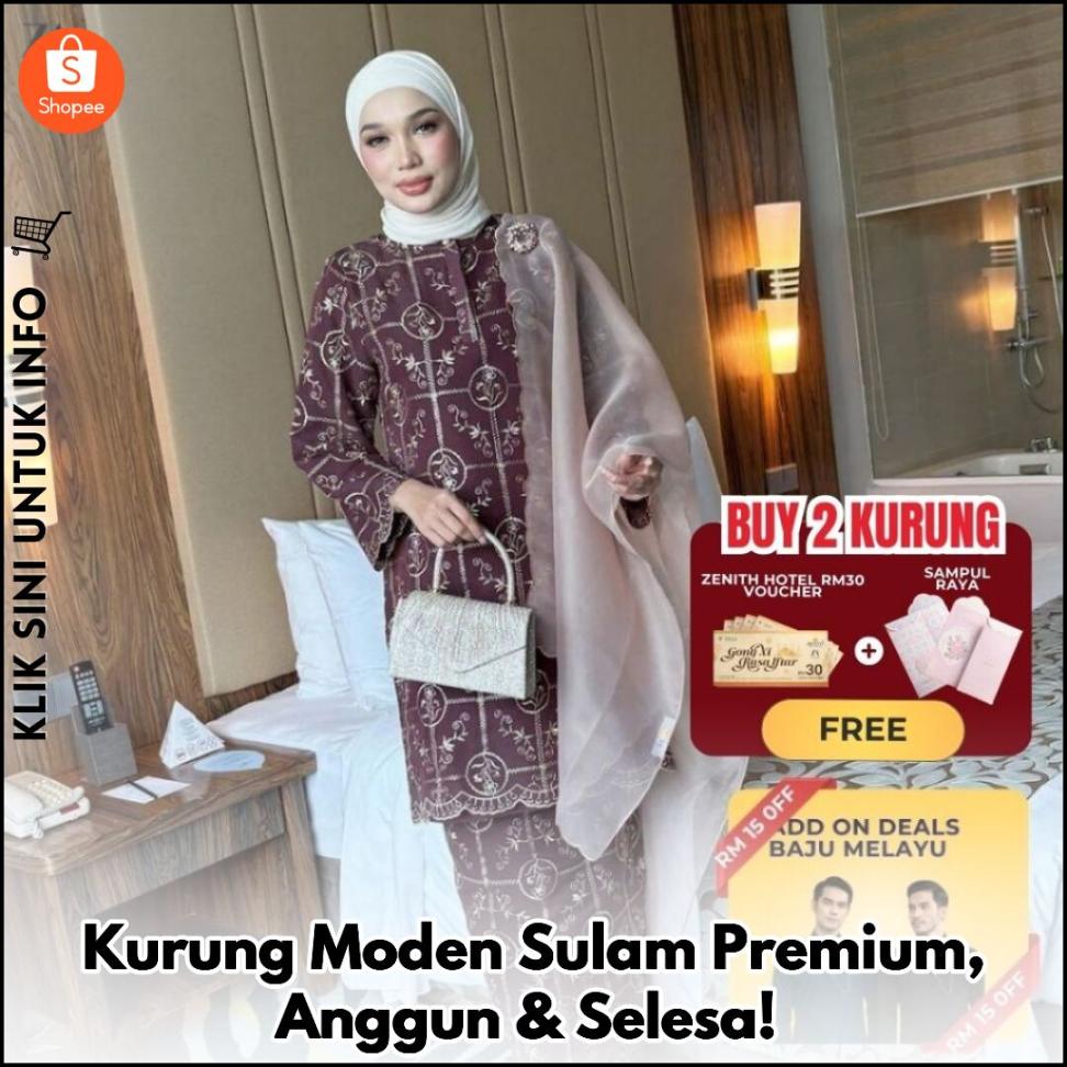 Kurung Moden Sulam Premium, Anggun & Selesa!