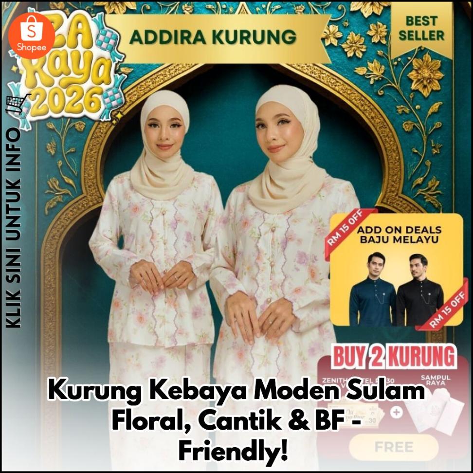 Kurung Kebaya Moden Sulam Floral, Cantik & BF-Friendly!