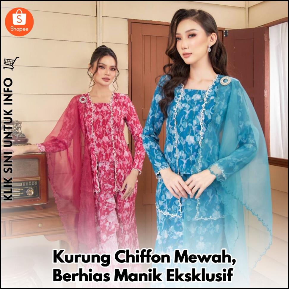 Kurung Chiffon Mewah, Berhias Manik Eksklusif
