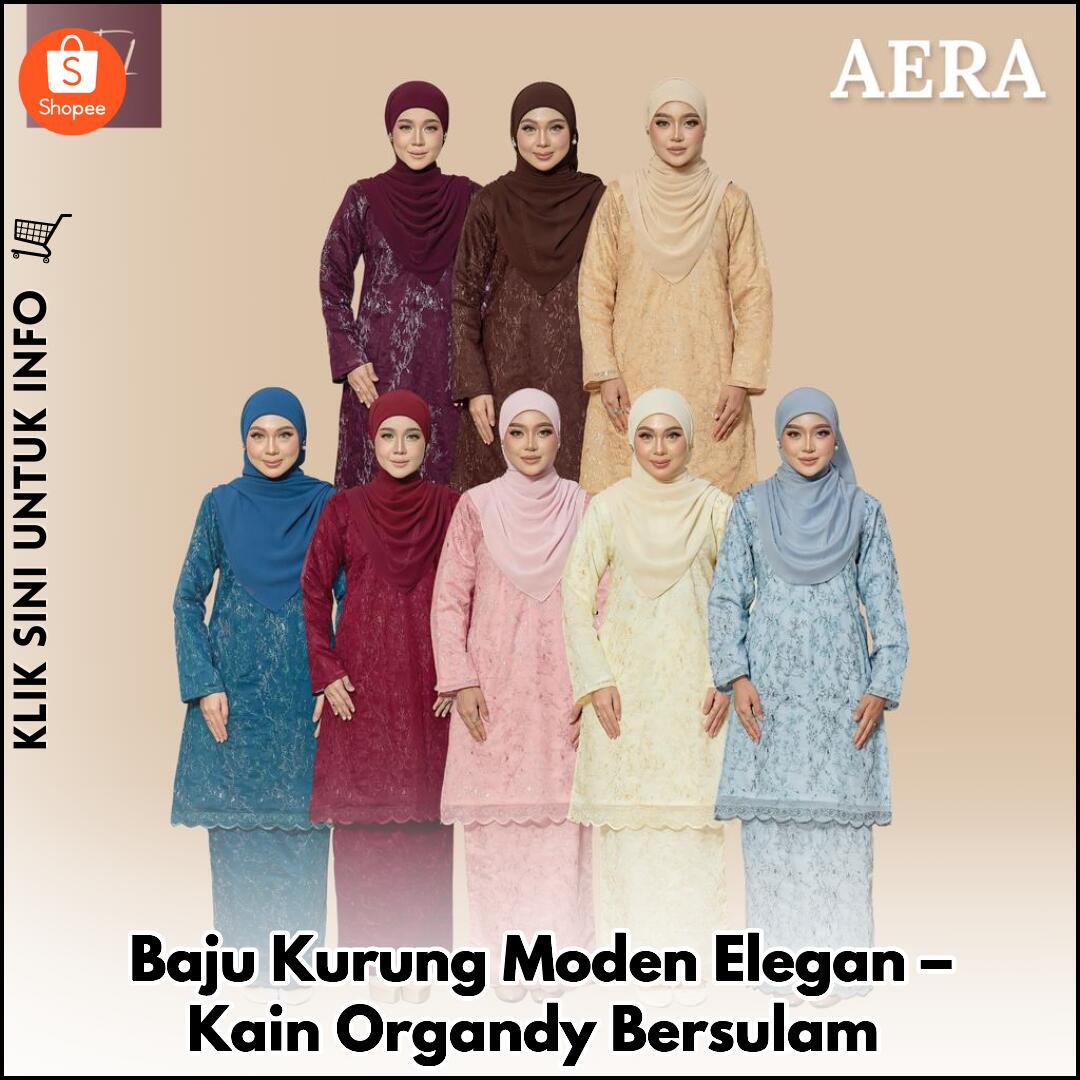 Baju Kurung Moden Elegan – Kain Organdy Bersulam